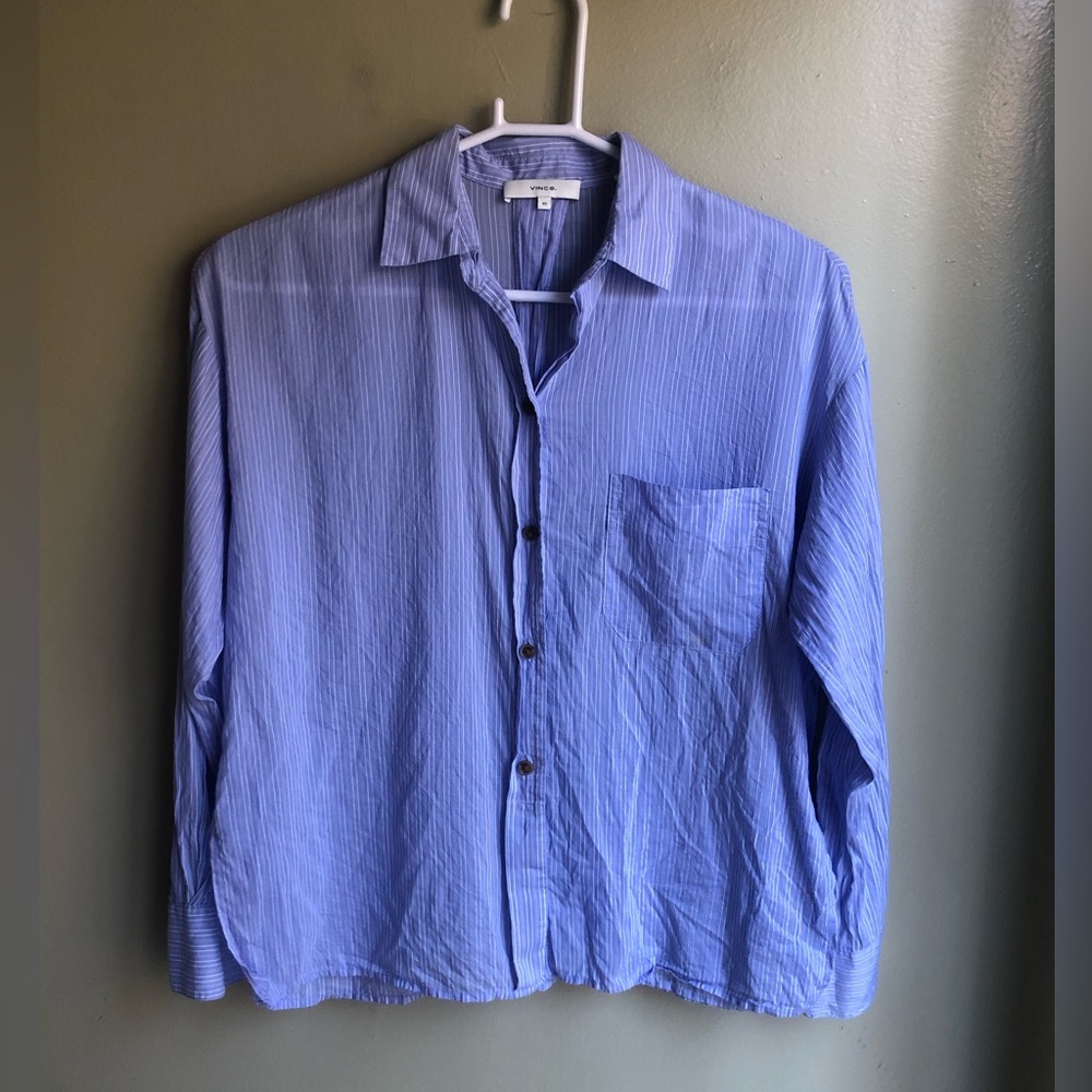 Vince Womens Striped Button Down Shirt Size: XS